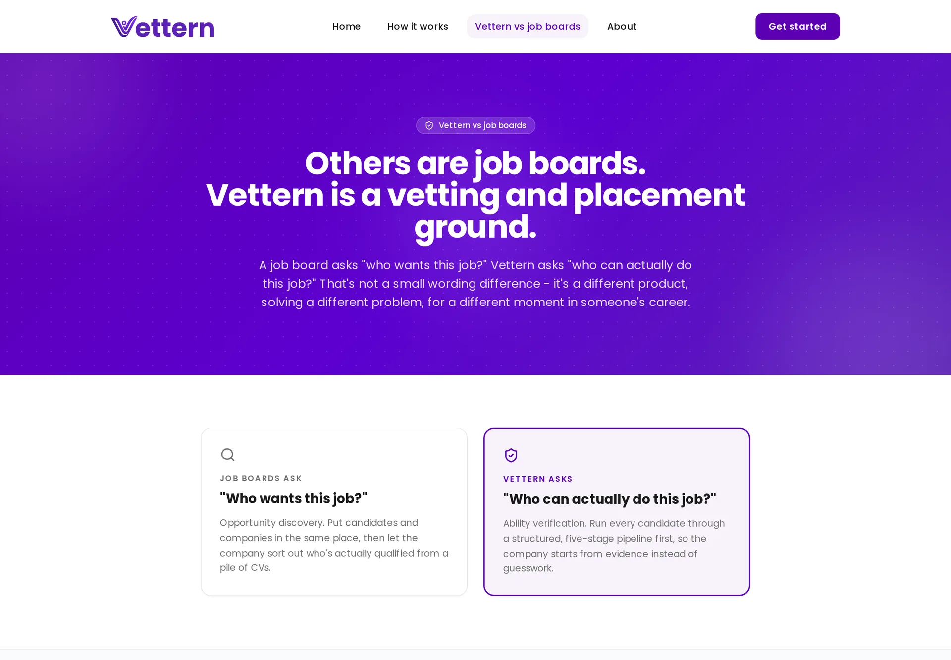 Vettern compared with job boards